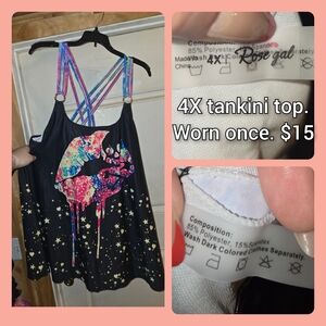 Rosegal Black Tankini Top with Colorful Skull Design